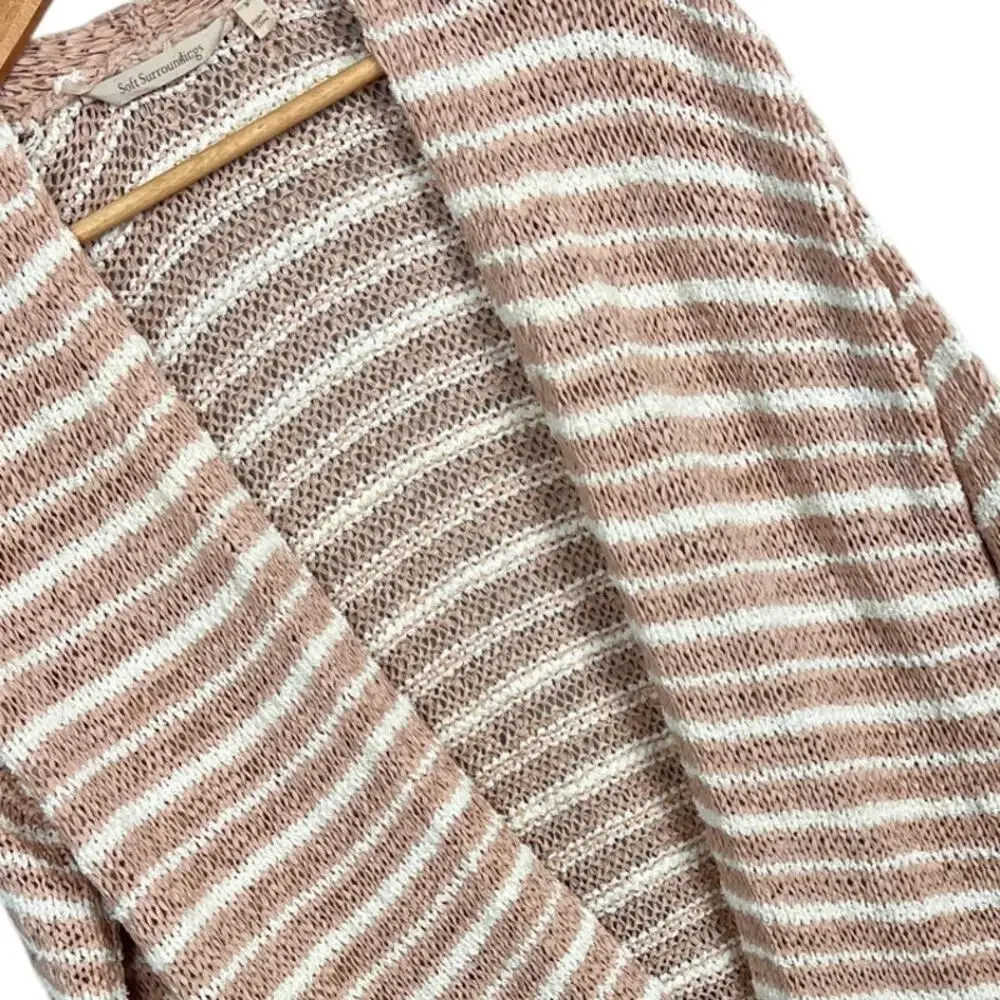 Soft Surroundings Women's S‎ Lucie Cardigan Sweater Striped Metallic Open Front
